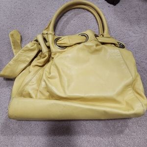 Leather yellow hobo bag